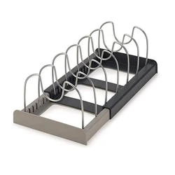 7 Dividers Stainless Steel Kitchen Pot Lid Holder Expandable Pan Organizer Rack Drawer Type Adjustable Utensils Organize