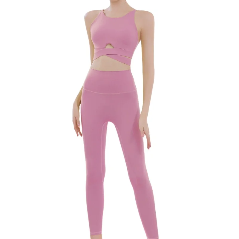 

Bra and Leggings Women's Two Pieces Set Gym Woman Clothes Sports Underwear Tights Sportswear New in Matching Sets for Fitness