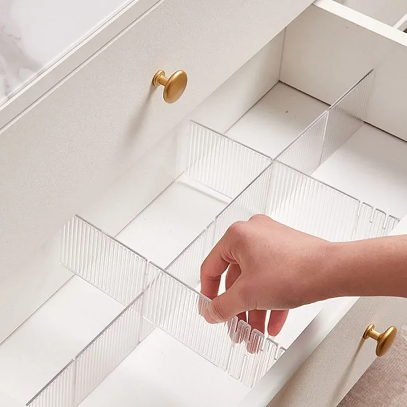 4/8PCS Adjustable Drawer Divider Partition Durable Storage Organiser Makeup Sock Underwear Drawer Organizer Board of Cabinets