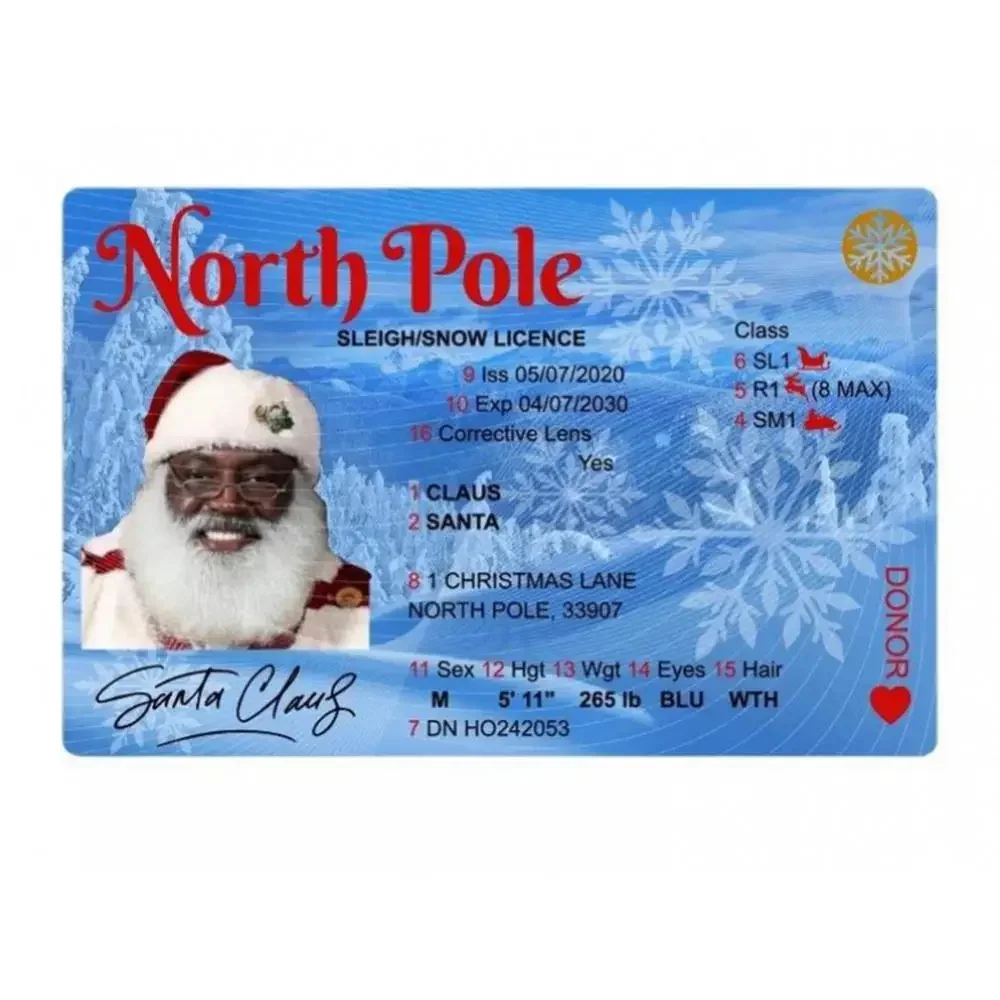 Card Santa Claus Flying Licence Christmas Eve Driving Licence 2025 Christmas Gift For Children Kids Christmas Decoration 2024