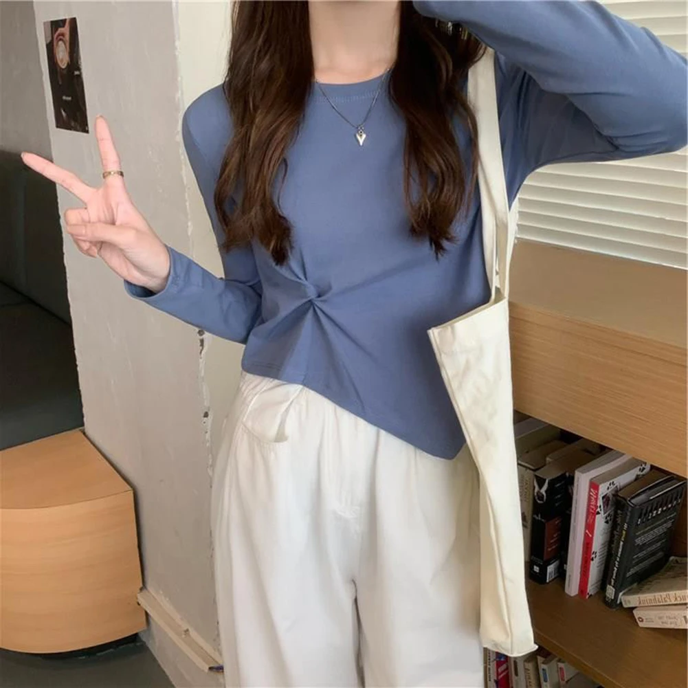 Irregular longsleeved bottoming shirt with offshoulder top created for women for daily club vacation and home activities