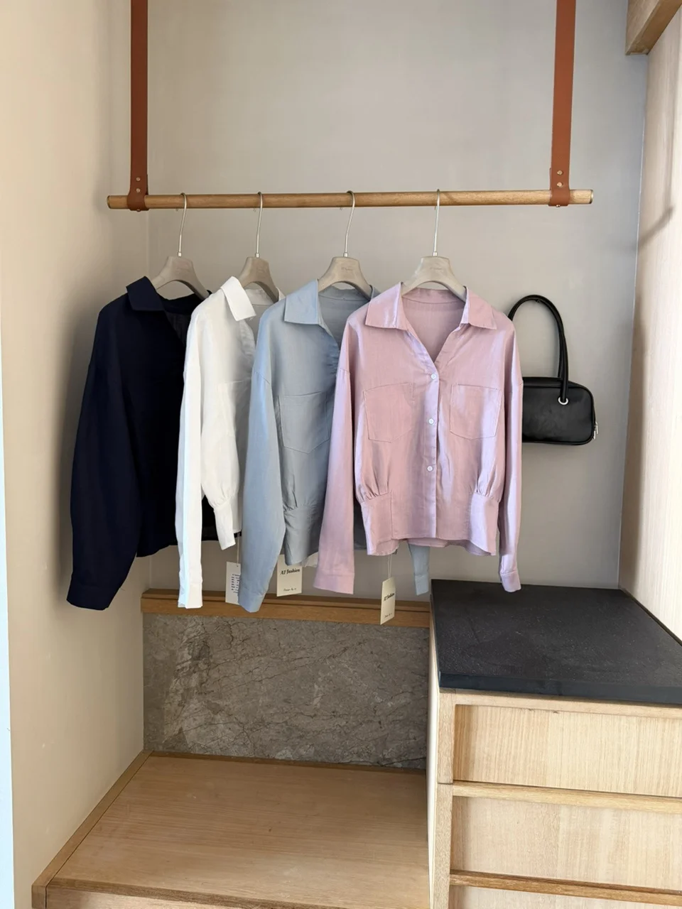 

Slimming Long Sleeve Collar Shirt Women's Fashion Spring Hong Kong Style Waist Cinched Cotton Linen Casual Shirt