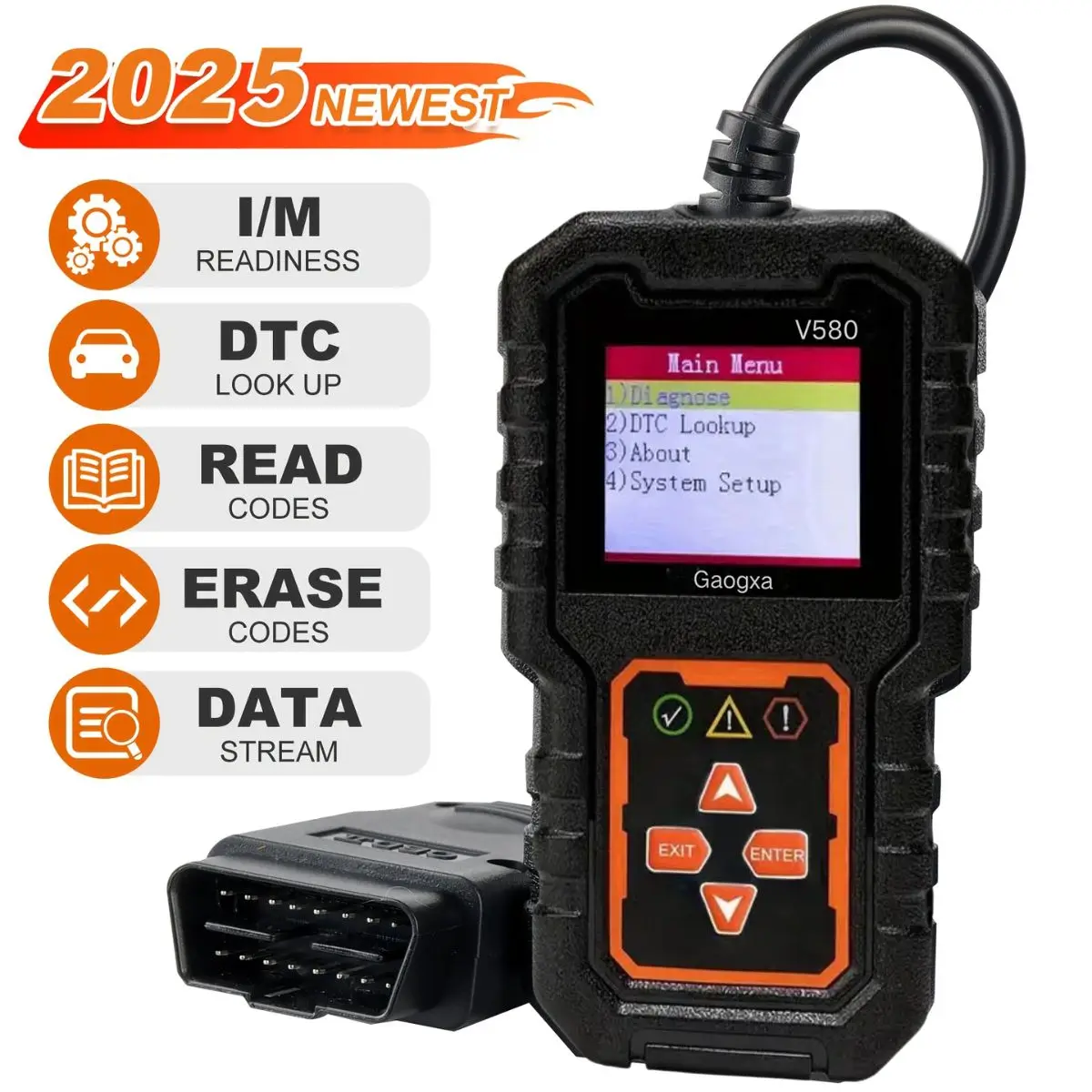 

V580 Автомобильный сканер OBD2 Считыватель кодов Сканер неисправностей двигателя CAN Диагностический сканер для всех автомобилей OBD II с 1996 г.