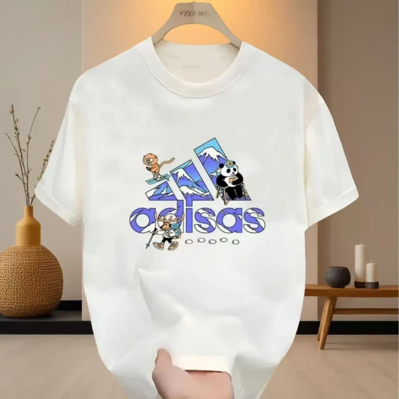 New men's brand summer pure cotton short sleeved printed T-shirt, comfortable and breathable, high-quality light luxury top