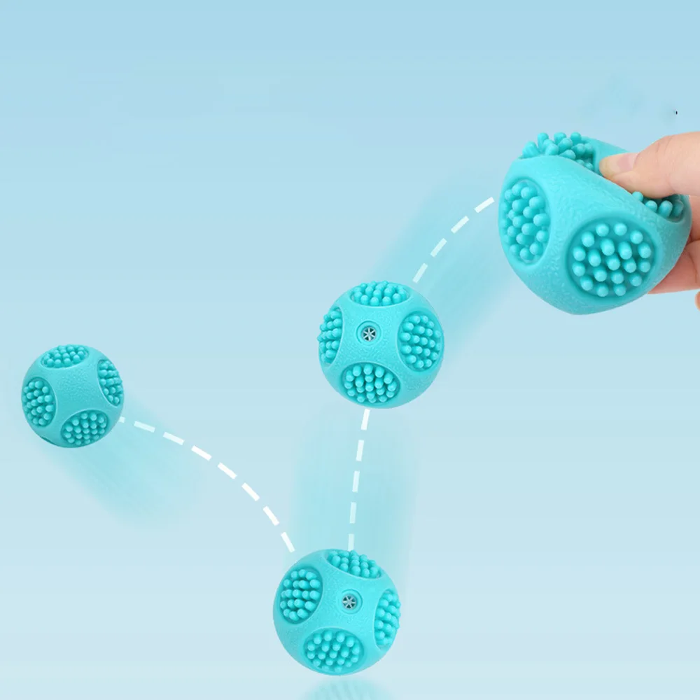Elastic Spiky Squeaky Dog Chew Ball, Durable Teeth Cleaning Self Playing Toy for Puppies Large Dogs Interactive Play Accessory view 4