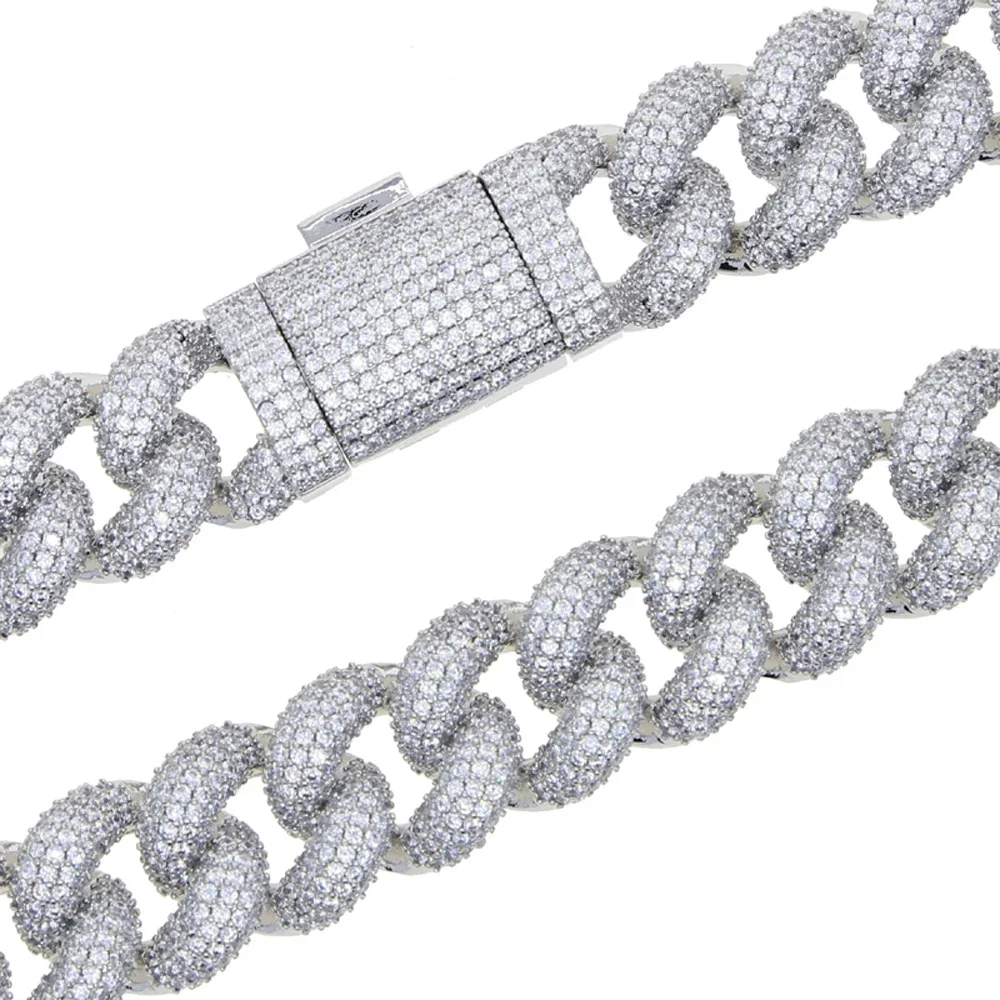 2024 New Silver Color Heavy Chunky Prong Cuban Link Chain Necklace