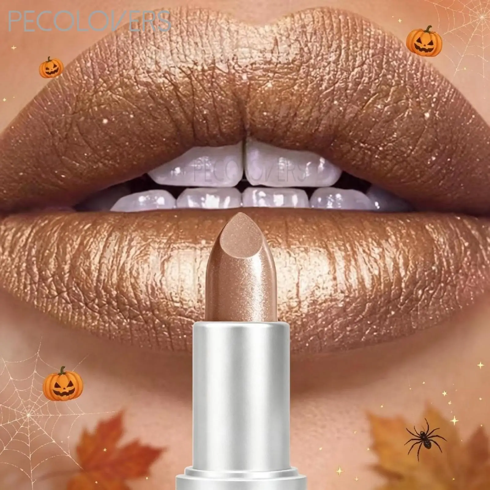 1PC Cool‑Tone Dark Chocolate Brown Metallic Lipstick, Gothic Dark Cool Shimmer Lip Stick, Waterproof Long‑Wearing Lip Color