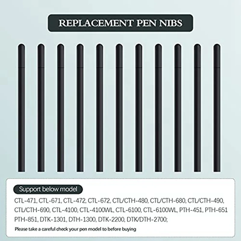 20PCS Spare Parts Standard Pen Nibs Black Refill Pen Nibs Compatible With Bamboo CTL471 CTL671 CTL672 CTH480