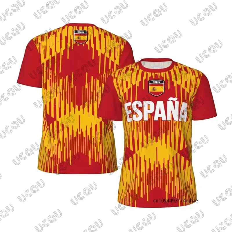 Summer New Spanish National Print Football Men's T-shirt Outdoor Sports Quick Dry Short Sleeve Tees Casual Kids/Adult Tops