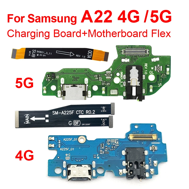 

A22 4G A225 USB-порт для зарядки, док-станция, разъем для зарядного устройства, плата для Samsung Galaxy A22 5G A226B SM-A226, гибкий кабель для основной материнской платы
