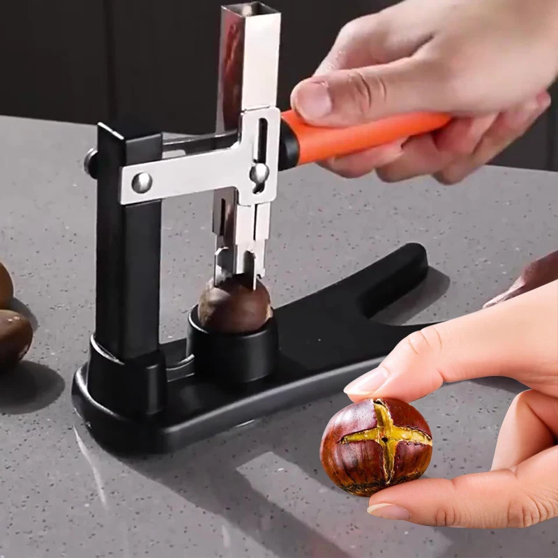 Stainless Steel Chestnut Sheller Portable Nutcracker Chestnut Clip Chestnut Cutter Non Slip Handle Creative Kitchen Tool