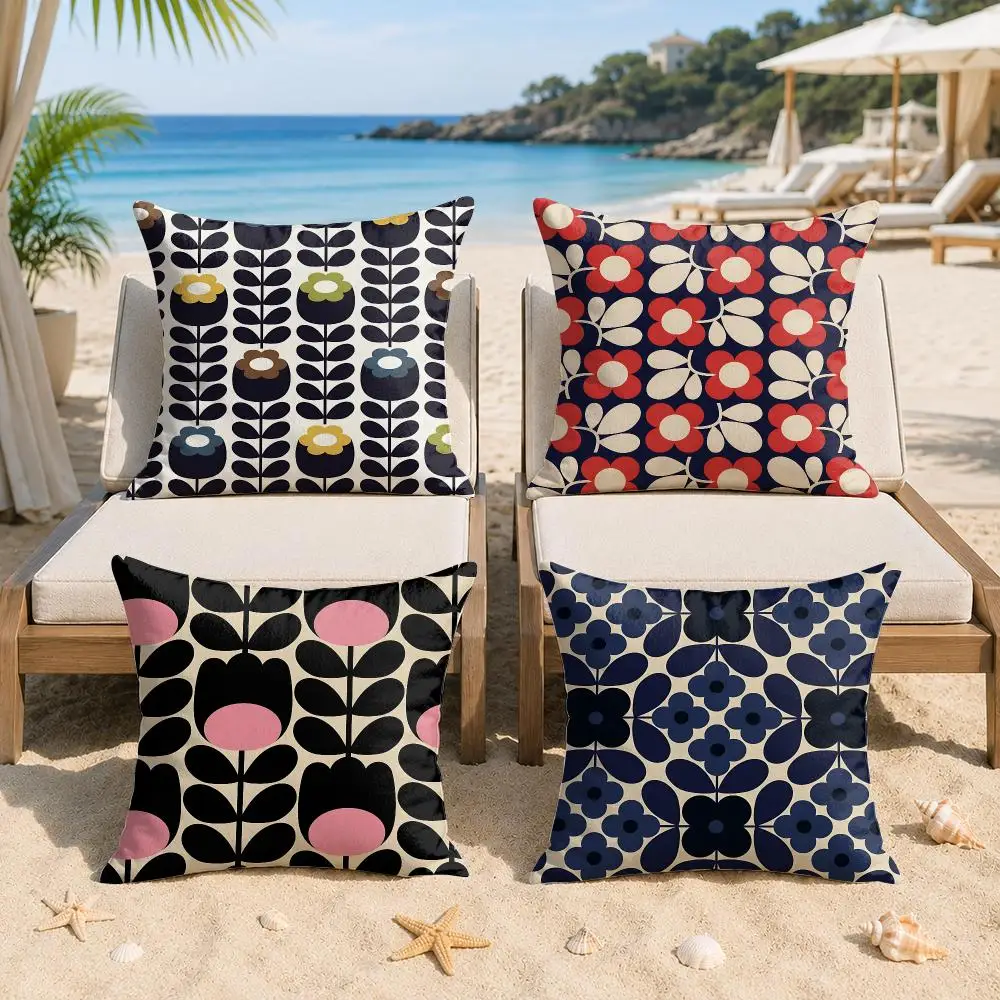 O-Orla Kiely Fahion Cushion Cover Silky Short Plush Invisible Zipper Dustproof Sofa Pillow Case For Home Decor