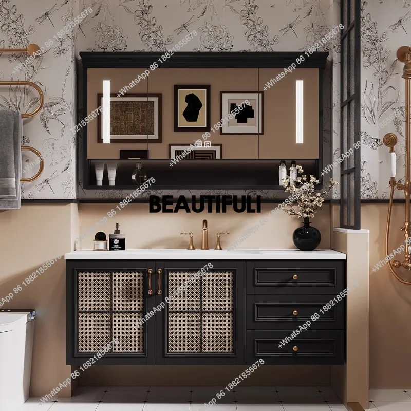B567 Luxury Floating Drawers Bathroom Cabinet Sink Mirror Orgnizer Vanity Restroom Cabinet Toilet Storage Mobile Da Bagno Furnit