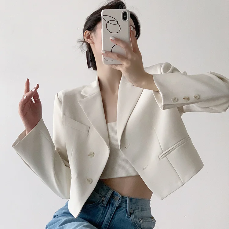 Blazer Woman Offer Back Slit Design Coats Casual Fashion Loose Koreans Streetwear Chic Long Sleeve All Match New Suit Tops