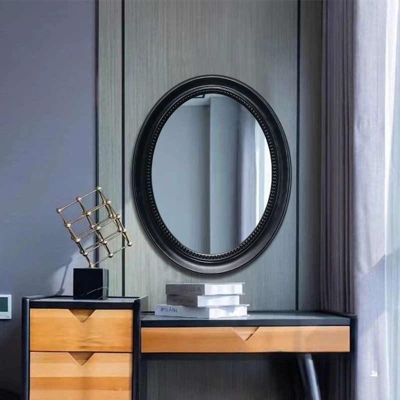 Vintage Black American Oval Wall Mirror Toilet Bathroom Mirror Dressing Mirror Modern French