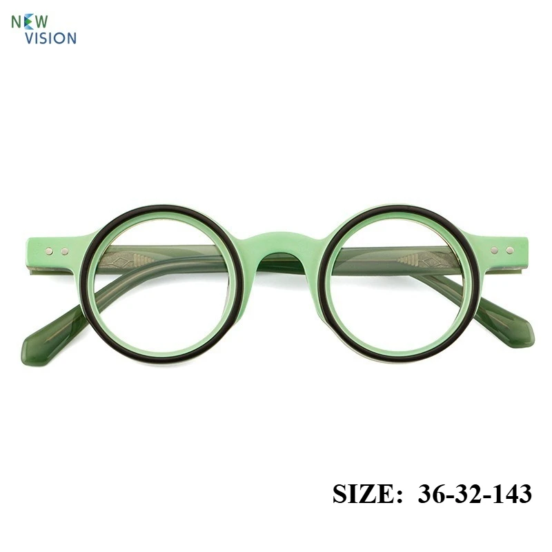 

New Green Circular Acetate Glasses Frame Men Women Personalized Fashion Retro Double Circle Myopia Anti Blue Light Eyeglasses