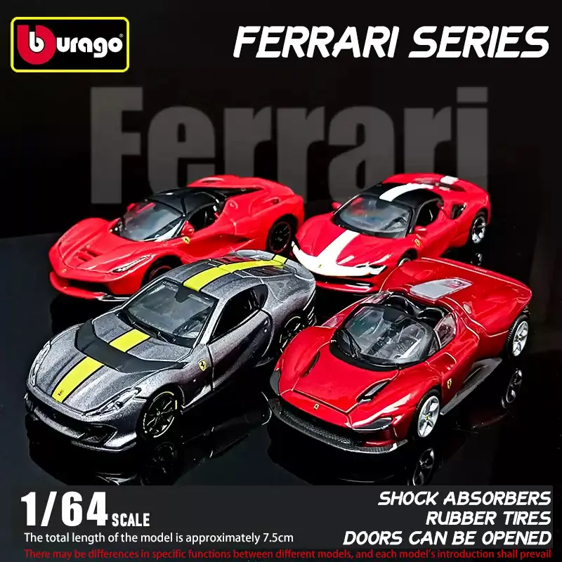 Bburago 1: 64 série Ferrari Múltiplas escolhas SP3 812 ENZO F40 F12TDF SF90 458 Carro Modelo de Fundição Brinquedo de Presente para Crianças