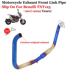 Slip-On For Benelli TNT125 Tnt 125 2017 - 2022 Years Motorcycle Full Exhaust System Blue Front Mid Link Pipe Escpae Moto Muffler