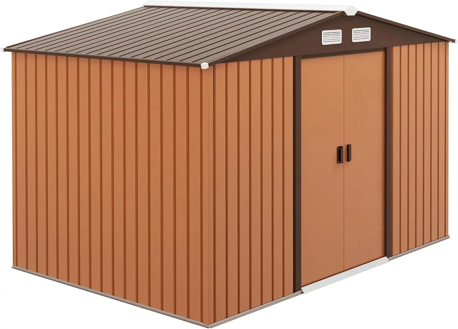 9' x 6' Outdoor Storage Shed Garden Tool Metal Shed with Foundation Kit Double Lockable Door Air Vents and Sloping Roof