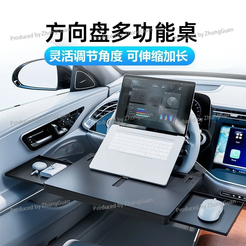 Car Steering Wheel Table - Floating Car Table with Cup Holder - Multifunctional in-car Table for Eating