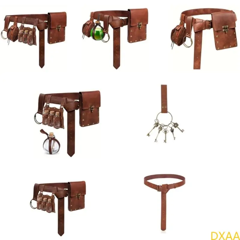 

DXAA Vikinges Costume Accessories,Medieval Pirate Leather Belt Fanny Pack