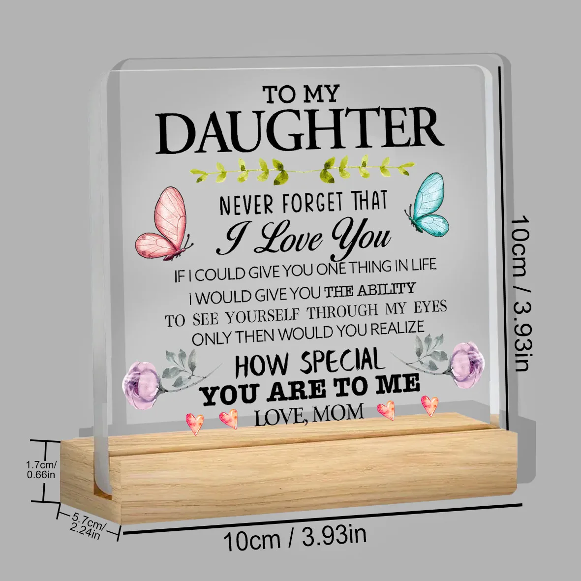لافتة مكتب من الأكريليك الشفاف مقاس 3.98 × 3.98 بوصة أفكار هدايا للابنة النمو - مثالية لتخرج عيد الميلاد وأعياد الميلاد من أمي #3