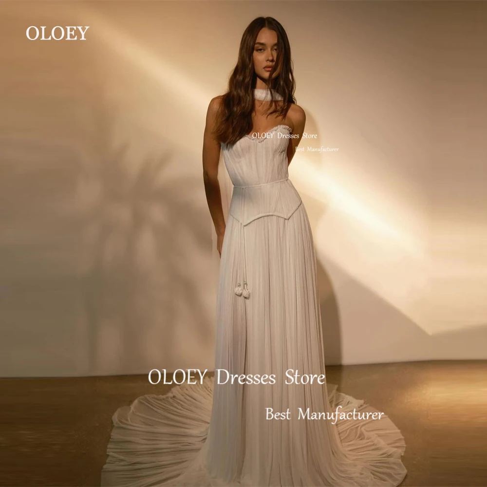 OLOEY-Vestido de novia de tul suave, traje Sexy de dos piezas con escote Corazón, línea A, cola de barrido, 2024