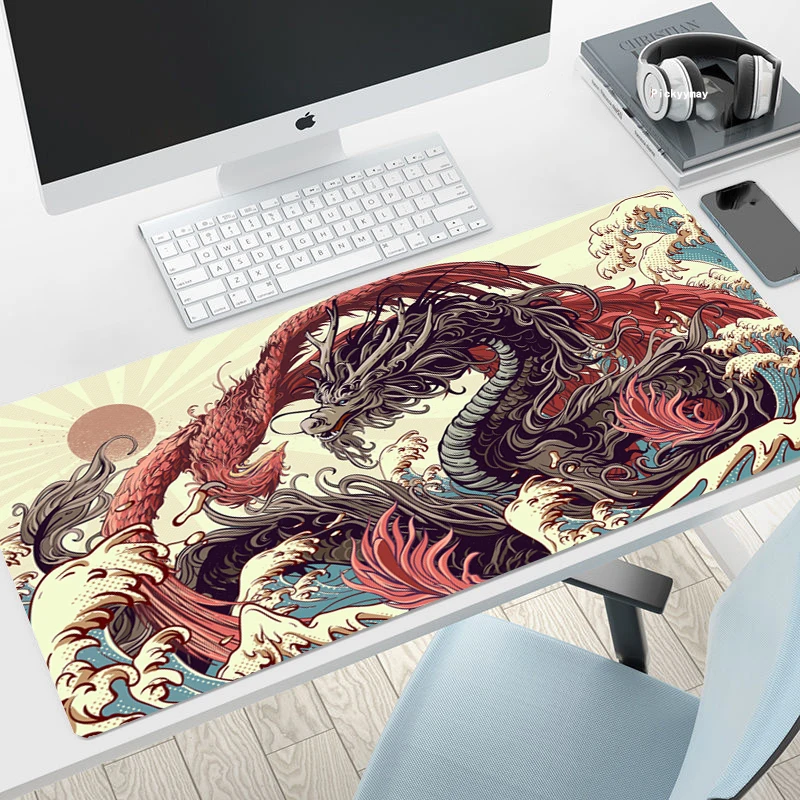 Chinese Mythology Large Mouse Mat Gaming Mousepad Big Gamer Mousepads 39.3x19.6in Rubber Keyboard Mats Desk Pad HD Mouse Pads