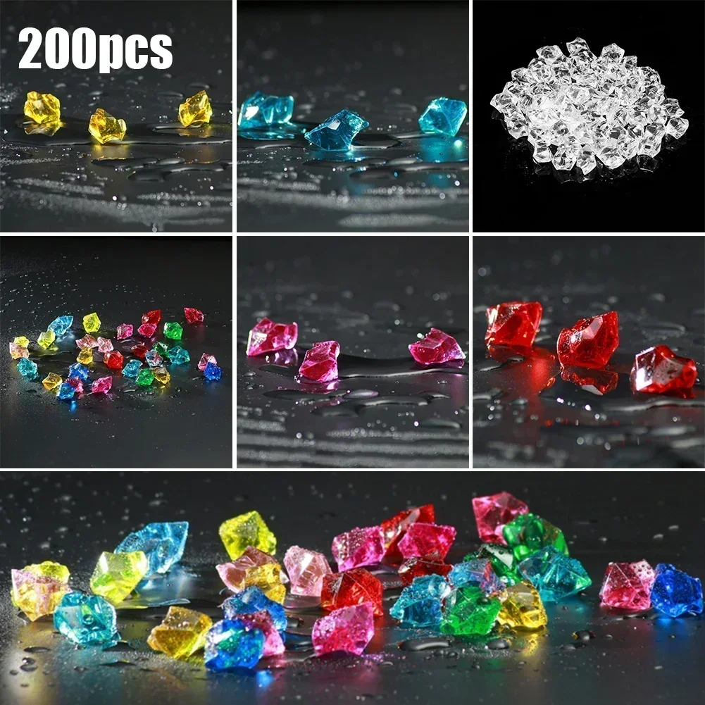 200 Uds piedra preciosa acrílica imitación diamante florero de boda planta hidropónica pecera joyería decoración abatible