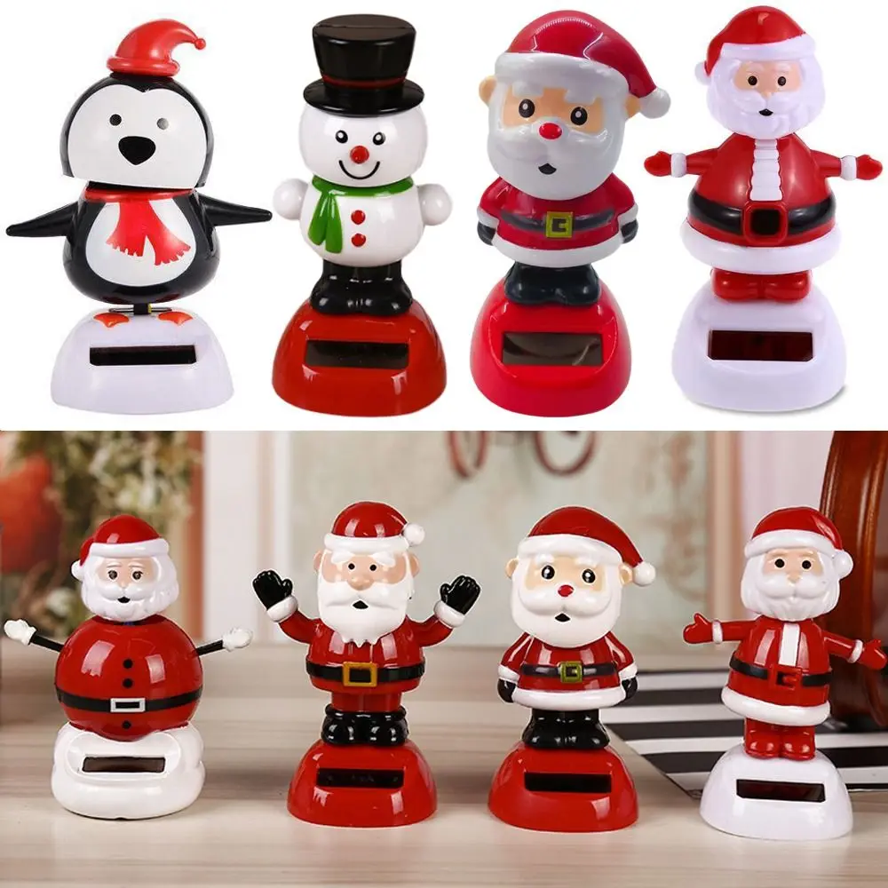 Novo elk natal brinquedos de dança solar papai noel pinguim balançando cabeça boneca boneco de neve janela decoração balanço estatuetas interior do carro