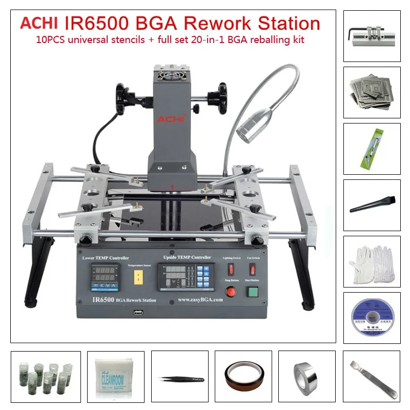 

ACHI IR6500 Infrared BGA Soldering Rework Station For Main board Chip PCB Refurbished Repair System with Free Gifts 220V