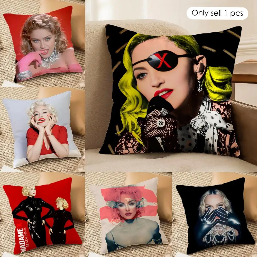 Singer M-Madonna fans Cushion Cover Silky Short Plush Invisible Zipper Dustproof Sofa Pillow Case for Home Decor