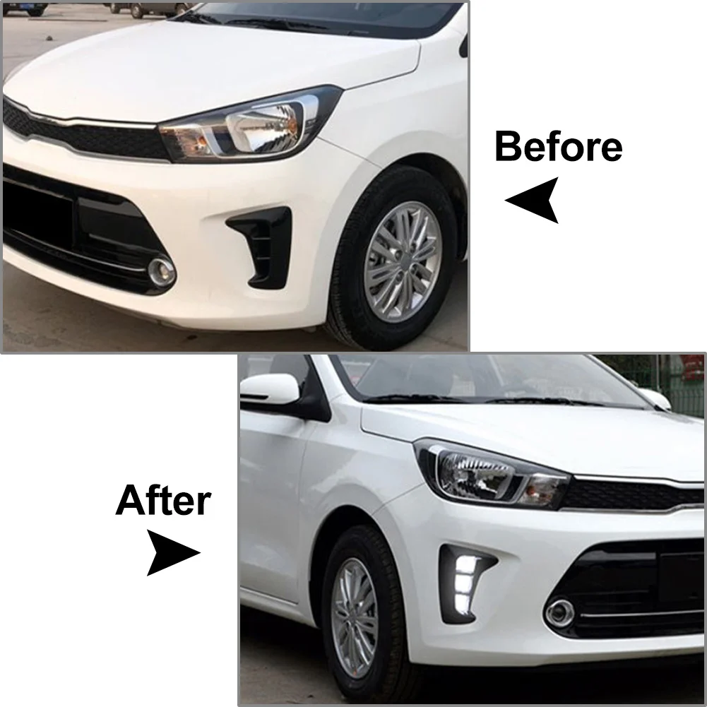 For KIA PEGAS 2018-2023 Car Daytime Running Light DRL Daylight Fog Lamp Turn Signals Indicator 2018 2019 2020 2021 2022 2023