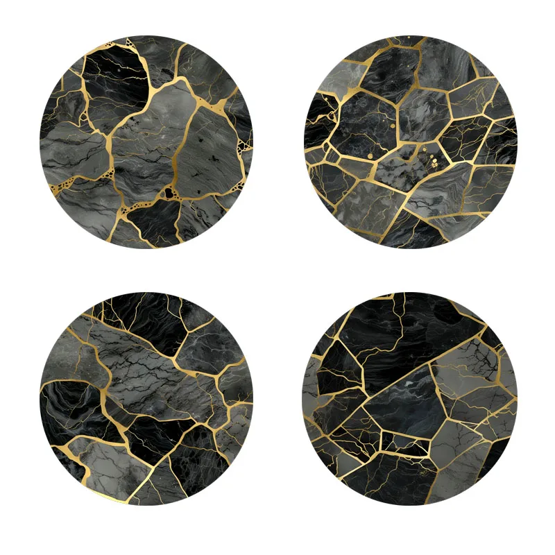 4 Ceramic Tile Pattern Printed Coasters, Suitable for Daily Family Party Decoration, Office, Anti-Wooden Coasters, Holiday Gifts