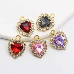 Mini Gold Heart Acrylic Pendant DIY Rhinestone Jewelry Handmade Ornaments Bracelets Earrings Decorative Accessories