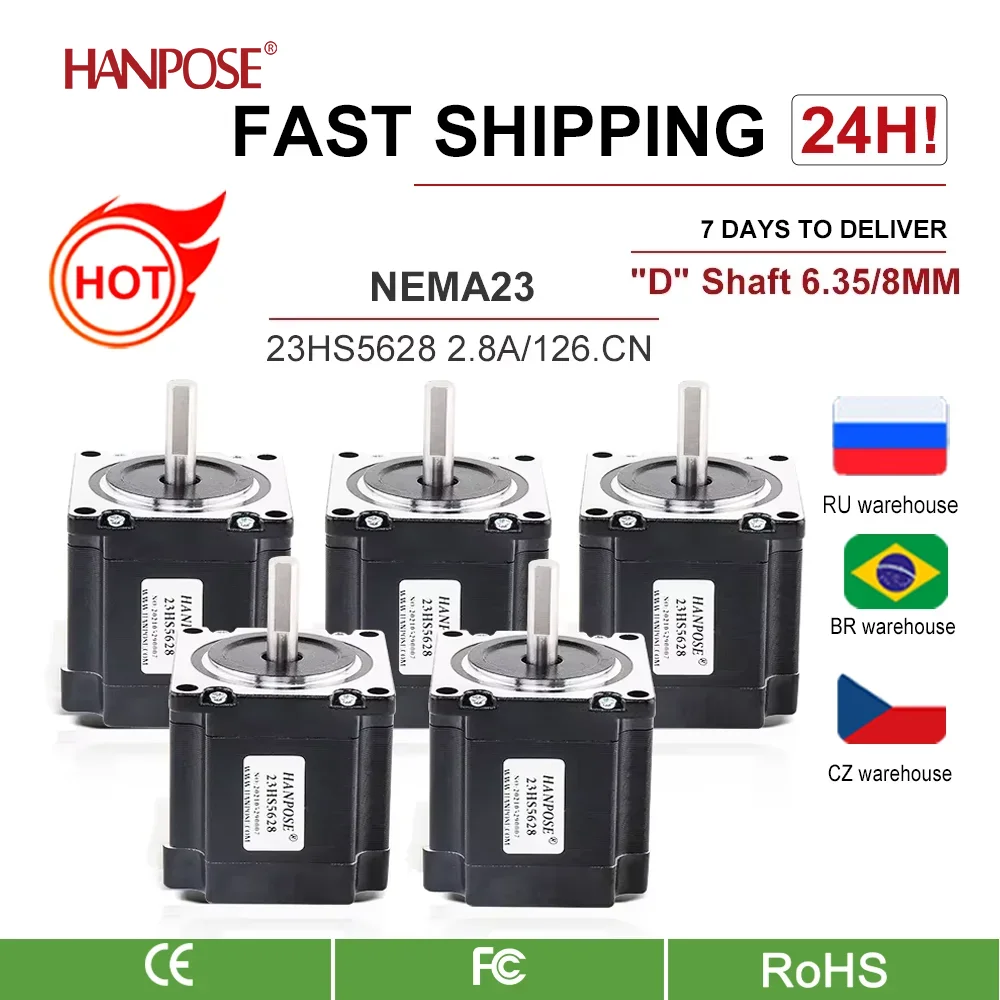 5pcs-nema-23-stepper-motor-23hs5628-4-lead-28a-126ncm-8mm-635mm-57-series-motor-for-cnc-3d-printer-monitor-equipment