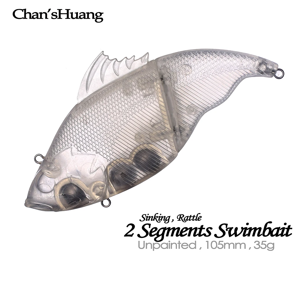 

Chan’sHuang 5PCS Unpainted Blanks Bait 10.5CM 35G 2 Segments Jointed swimbait Sinking Rattle DIY Artificial Fishing Lures