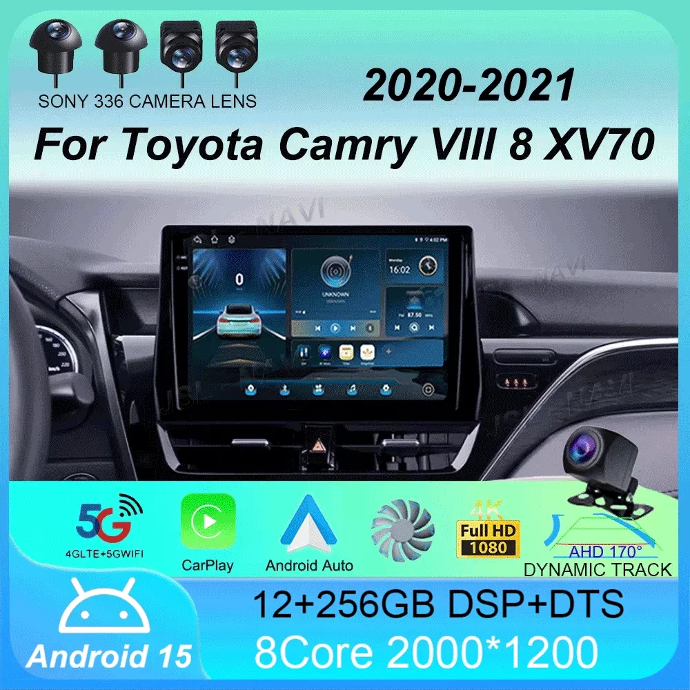 

Автомобильный радиоприемник Android 15 Carplay Auto для Toyota Camry VIII 8 XV70 2020-2021, мультимедийный видеоплеер, навигация, GPS, стерео головное устройство