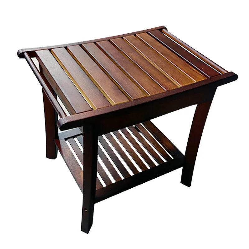 

Solid wood bathroom new home with armrest double storage stool bathroom foot soaking teak bath stool