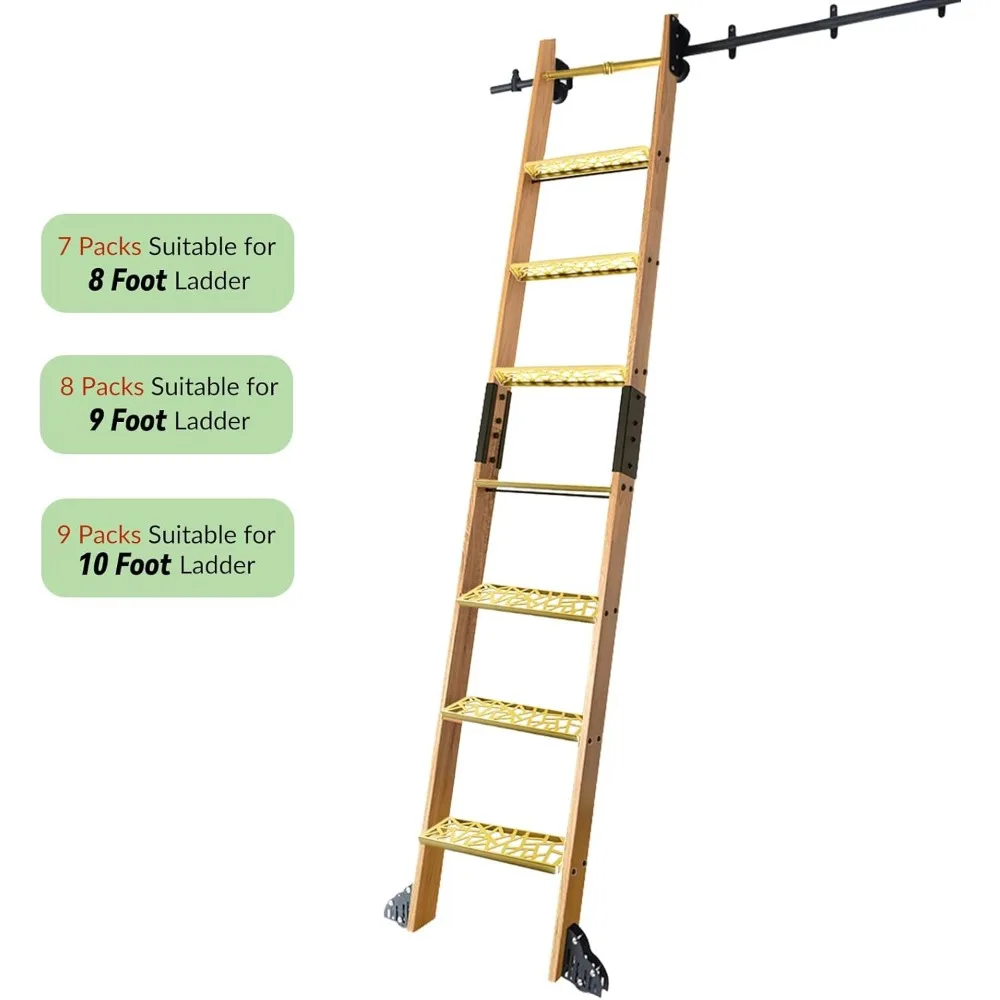 سلم مكتبة فولاذي عتيق مكون من 9 طبقات مع لمسة نهائية سوداء ومجموعة أدوات ذهبية #3