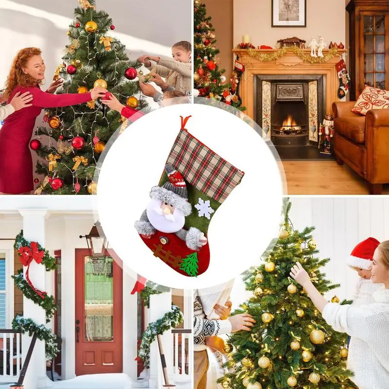 Family Christmas Stockings Festive Family Stockings For Christmas Funny Christmas Decoration Large Capacity Family Stockings