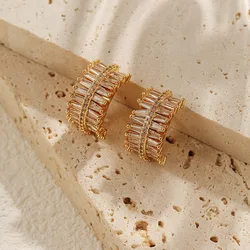 Shiny Zircon Women Ear Bone Clamp Fashion 18k Gold Plated Clip on Earrings Earcuff Without Piercing Fashion Party Jewelry