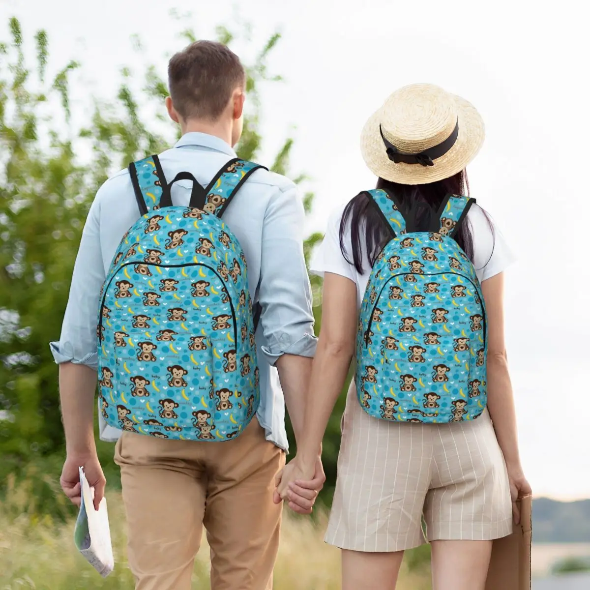 Mono Animal para adolescentes, mochila escolar para estudiantes, mochila de lona de plátano, duradera para Universidad media y alta