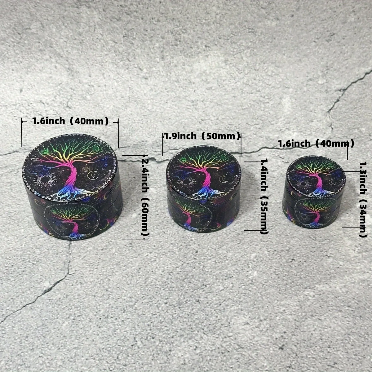 1.6/2/2.5 بوصة شجرة الحياة المعادن مطحنة الأعشاب مطحنة هاون 4-Layers التبغ الفانيليا برعم طاحونة العشب السيجار التدخين السجائر أداة