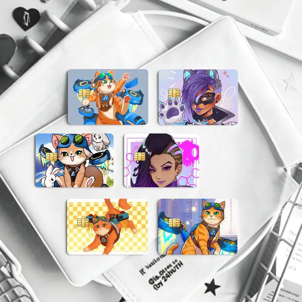 game Jetpack Cat Sombra Overwatch  Card HD Stickers Game Card Decal Card Matte Film Skin Small Chip Waterproof Sticker