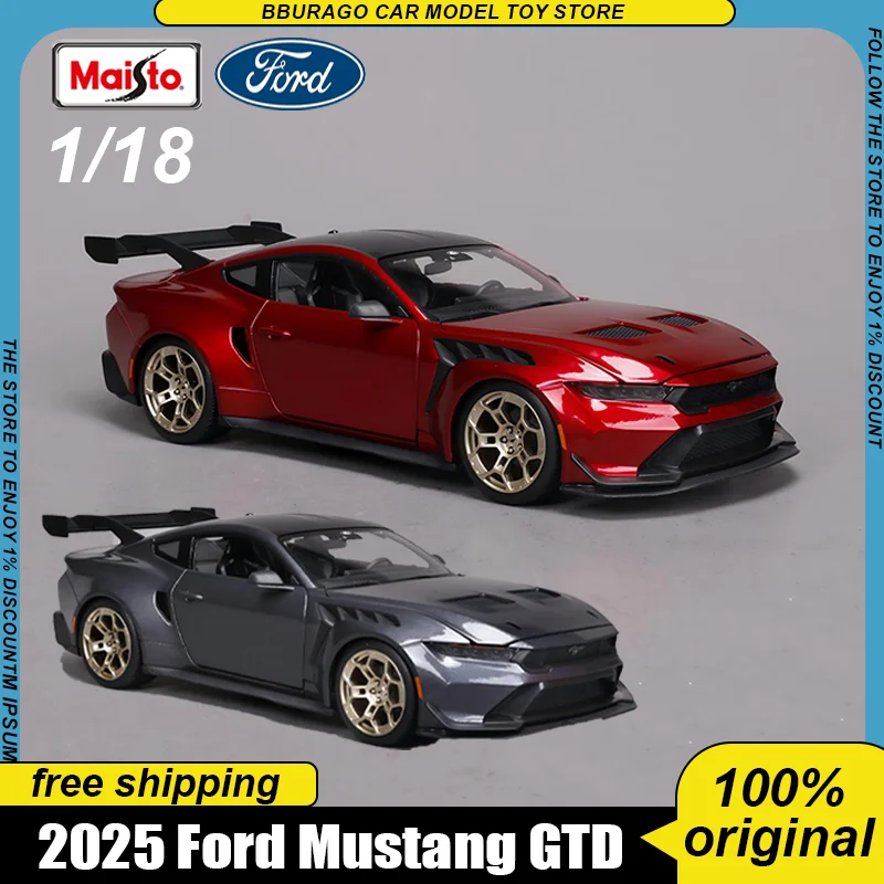 Nuevo en Stock 1:18 Maisto 2025 Ford Mustang Gtd vehículo de lujo de aleación modelo fundido a presión Ford modelo de coche deportivo juguetes niños regalo ornamental