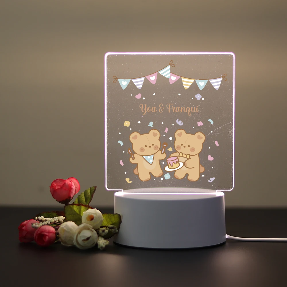 Luz Nocturna Led 3D personalizada con forma de oso, lámpara de escritorio ambiental con cambio de Color, Usb, botón táctil