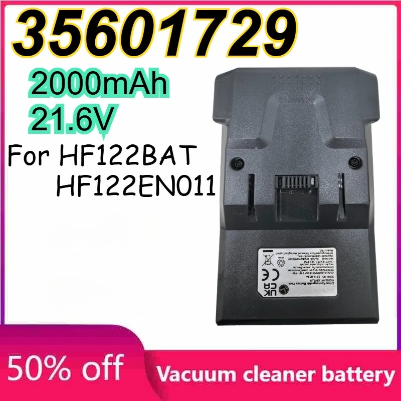 

For HF122BAT Vacuum Cleaner Lithium Battery 2000mAh 21.6V 35601729 H Free HF122EN11 Li-lon Rechargeable Battery Pack