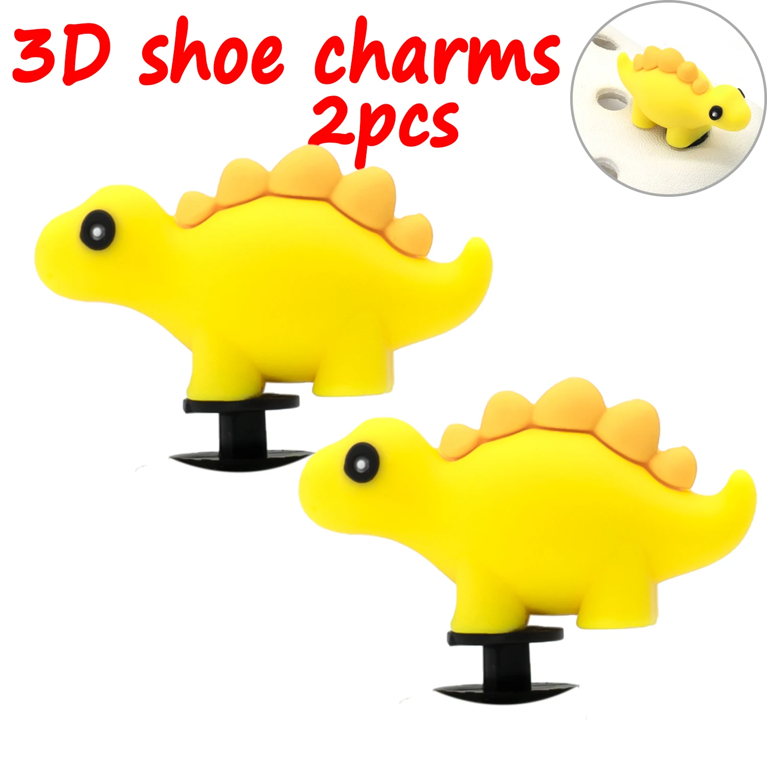 2 Stück 3D niedliche Tier-Schuhanhänger, Ente, Biene, Dinosaurier, Hund, Schuhdekorationen, Panda, Kuh, Anstecknadeln für Mädchen, Jungen, Kinder, Geschenke, Clog-Schnalle – Detail 19