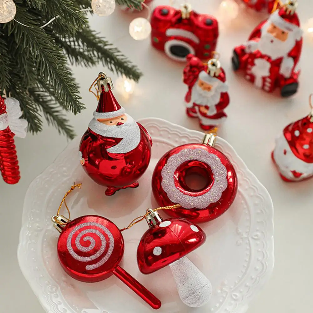 Wear-resistant Christmas Pendant Festive Christmas Tree Ornaments Santa Claus Xmas Decorations for Home Car Exquisite Mushroom